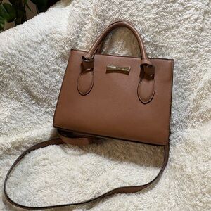 Betsey Johnson Tan Satchel with Gold Bow